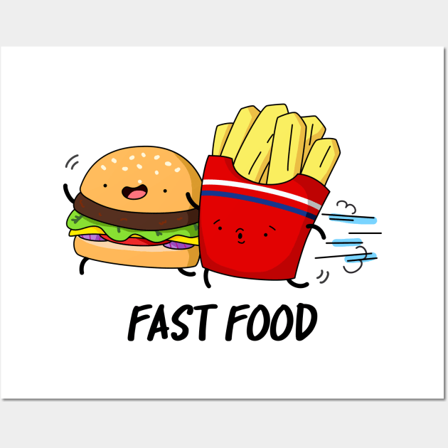 Fast Food Cute Burger Fries - puns are life Wall Art by punnybone